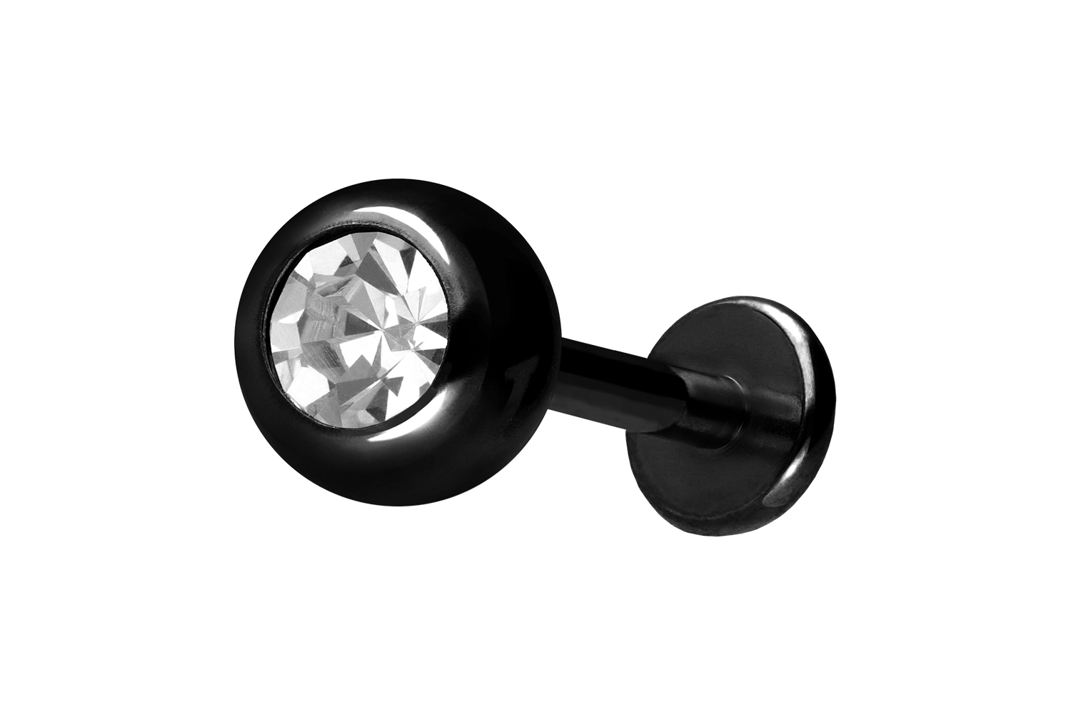 Titan Labret Piercing mit Innengewinde KRISTALL